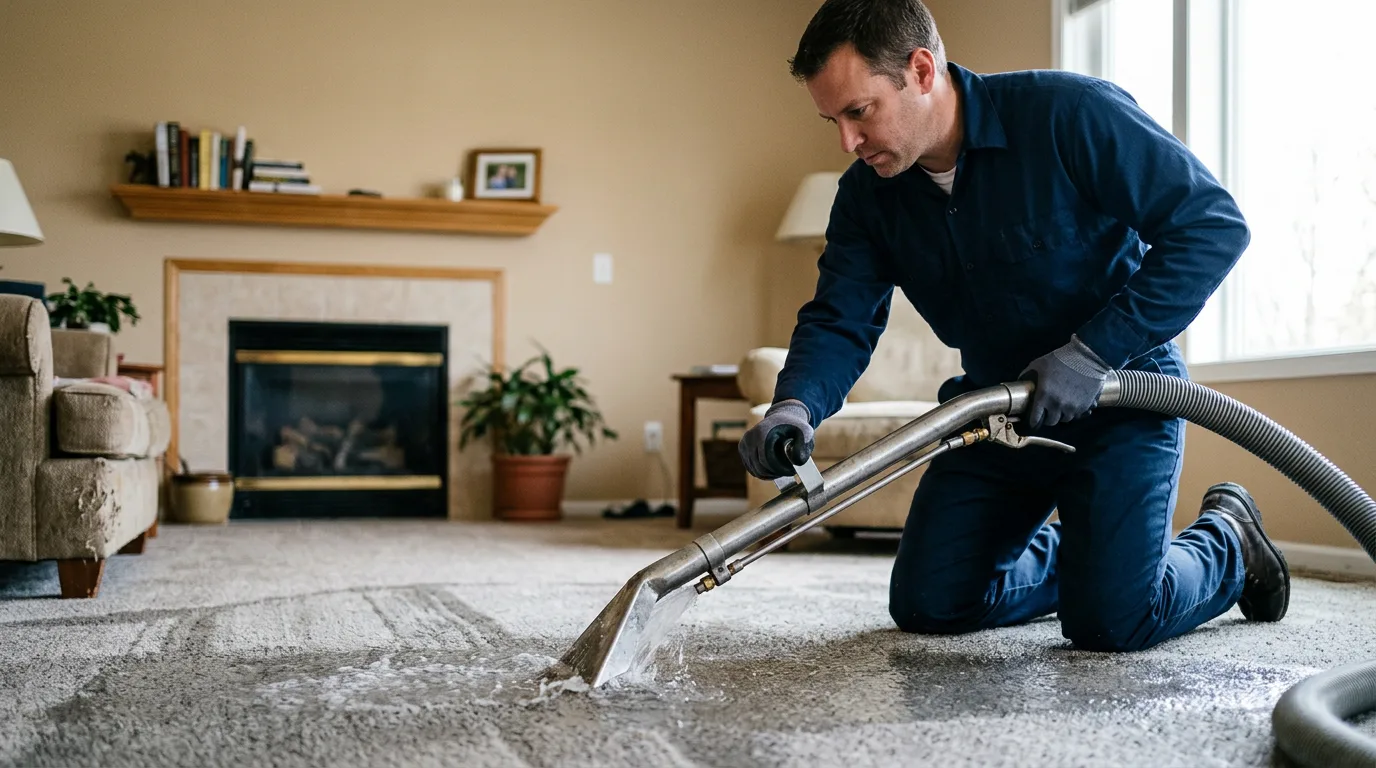 Water damage restoration technician working near James City, PA